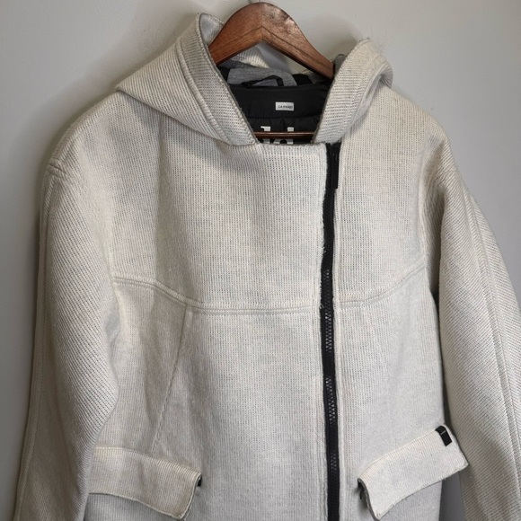 Add Down Cream Wool Hooded Jacket Size 4 Neutral Minimalist - Picture 3 of 16